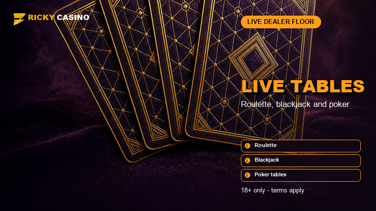 Ricky Casino table games artwork with premium cards