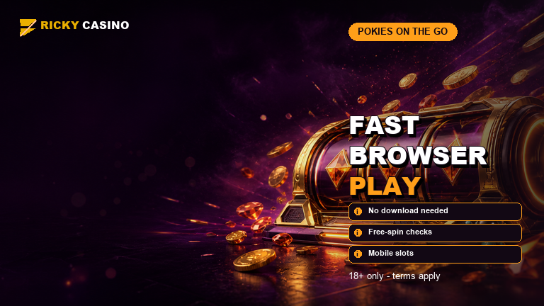 Ricky Casino pokies artwork with gold reels